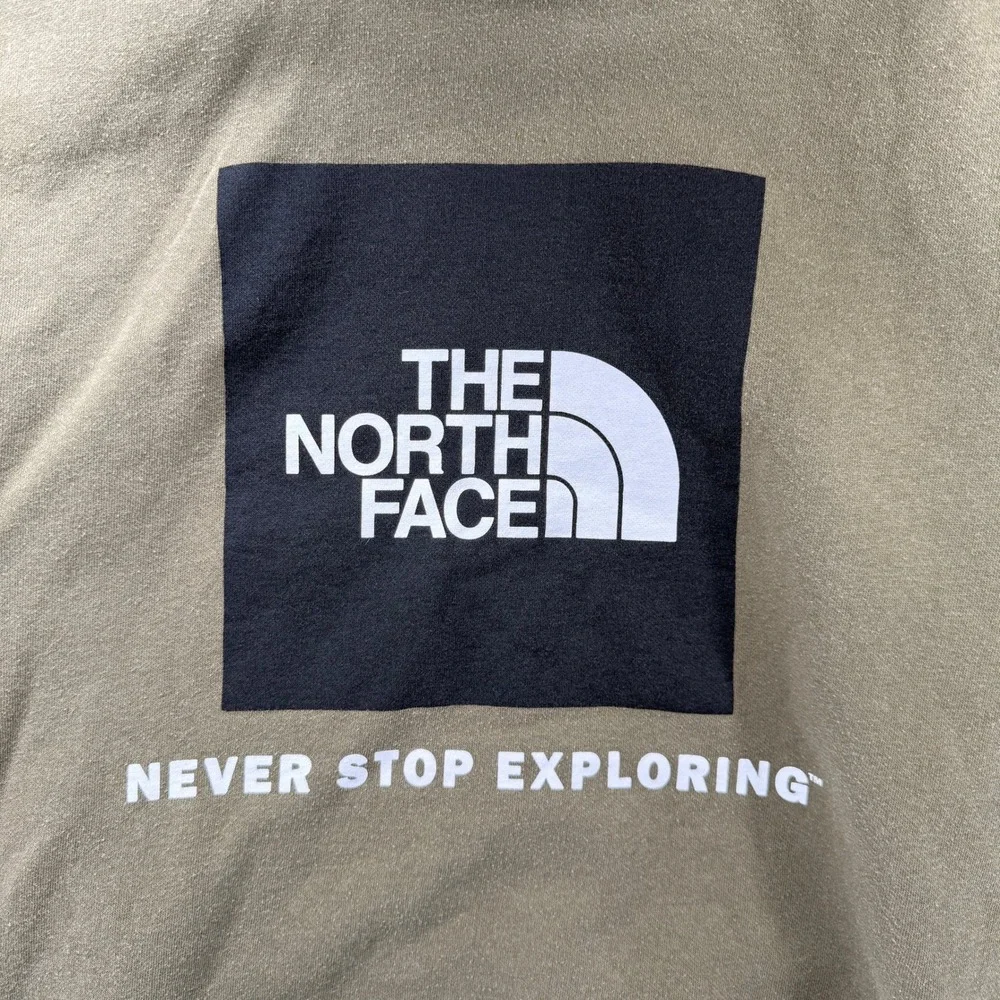 The North Face Mens Sleeveless Hoodie Vest‎ Olive Green Graphic Logo Size S